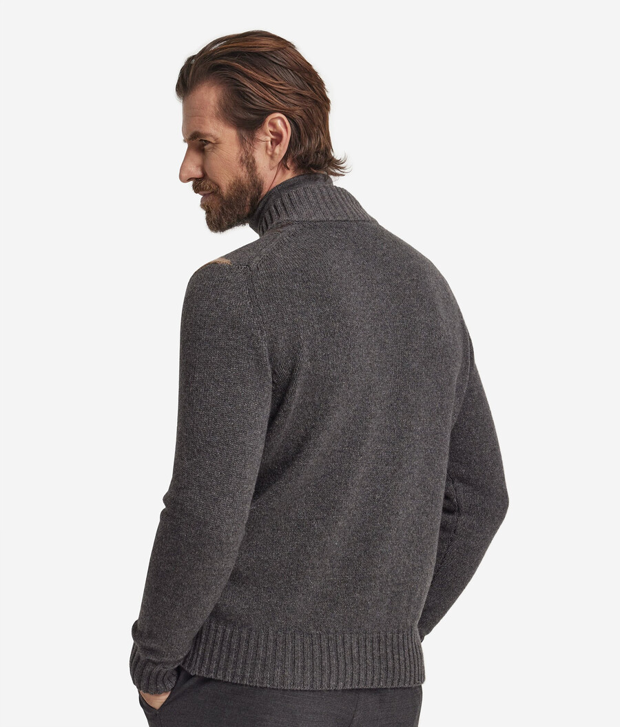 kofta med dragkedja och bomberkrage tillverkad i ultramjuk kashmir