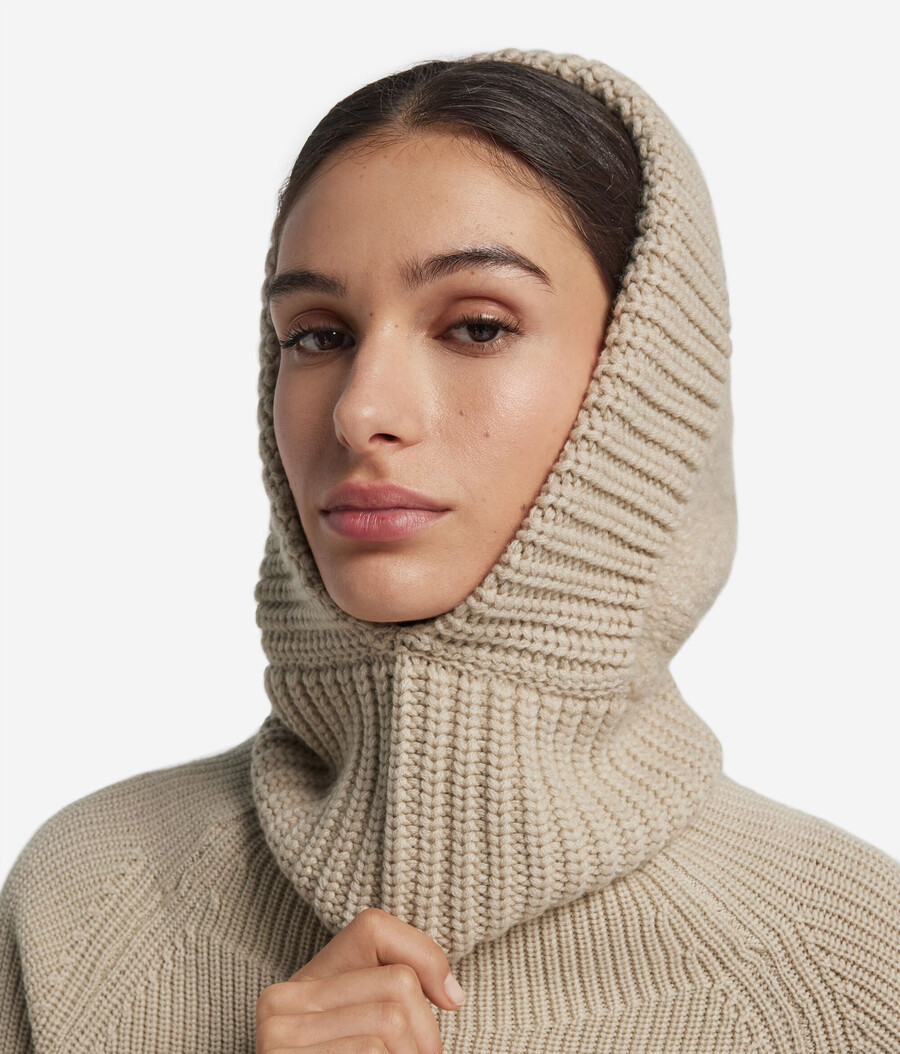 ultramjuk ribbad huva i kashmir och bouclé