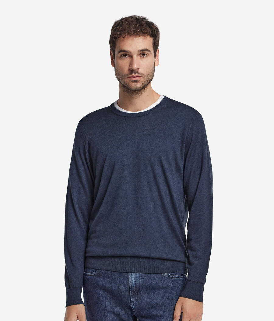 rundhalsad ultrafin kashmirtröja