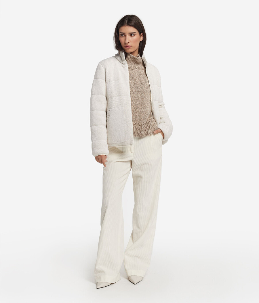 vändbar dunjacka i cashmere tricot lamé