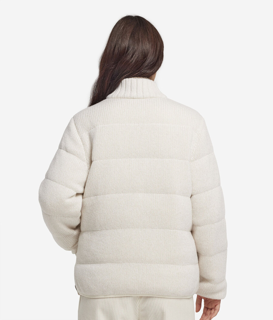 vändbar dunjacka i cashmere tricot lamé