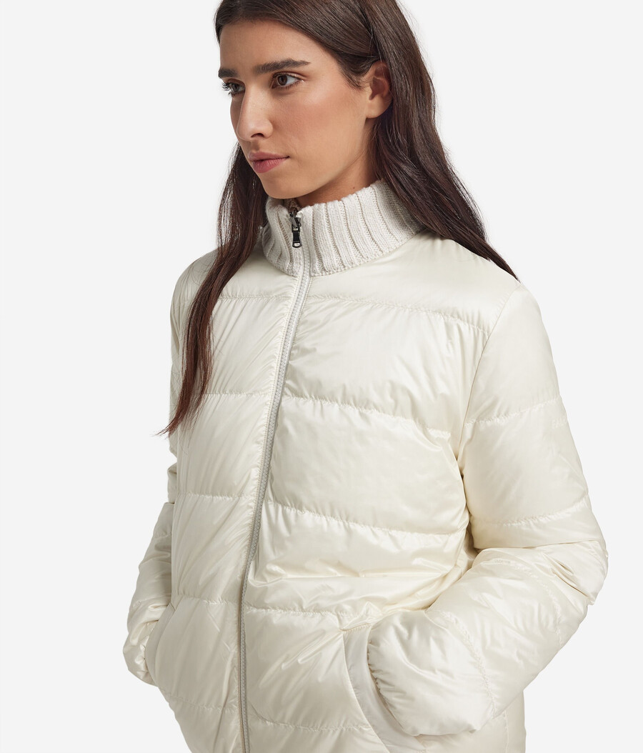 vändbar dunjacka i cashmere tricot lamé