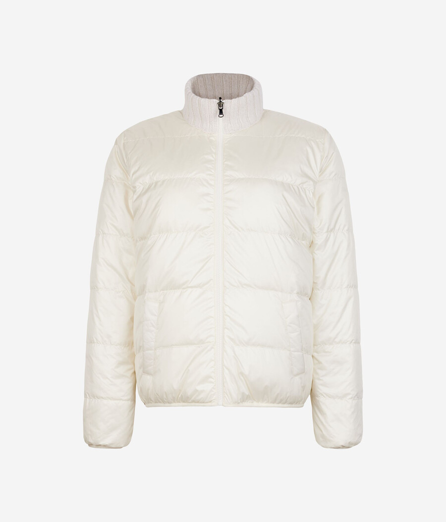 vändbar dunjacka i cashmere tricot lamé