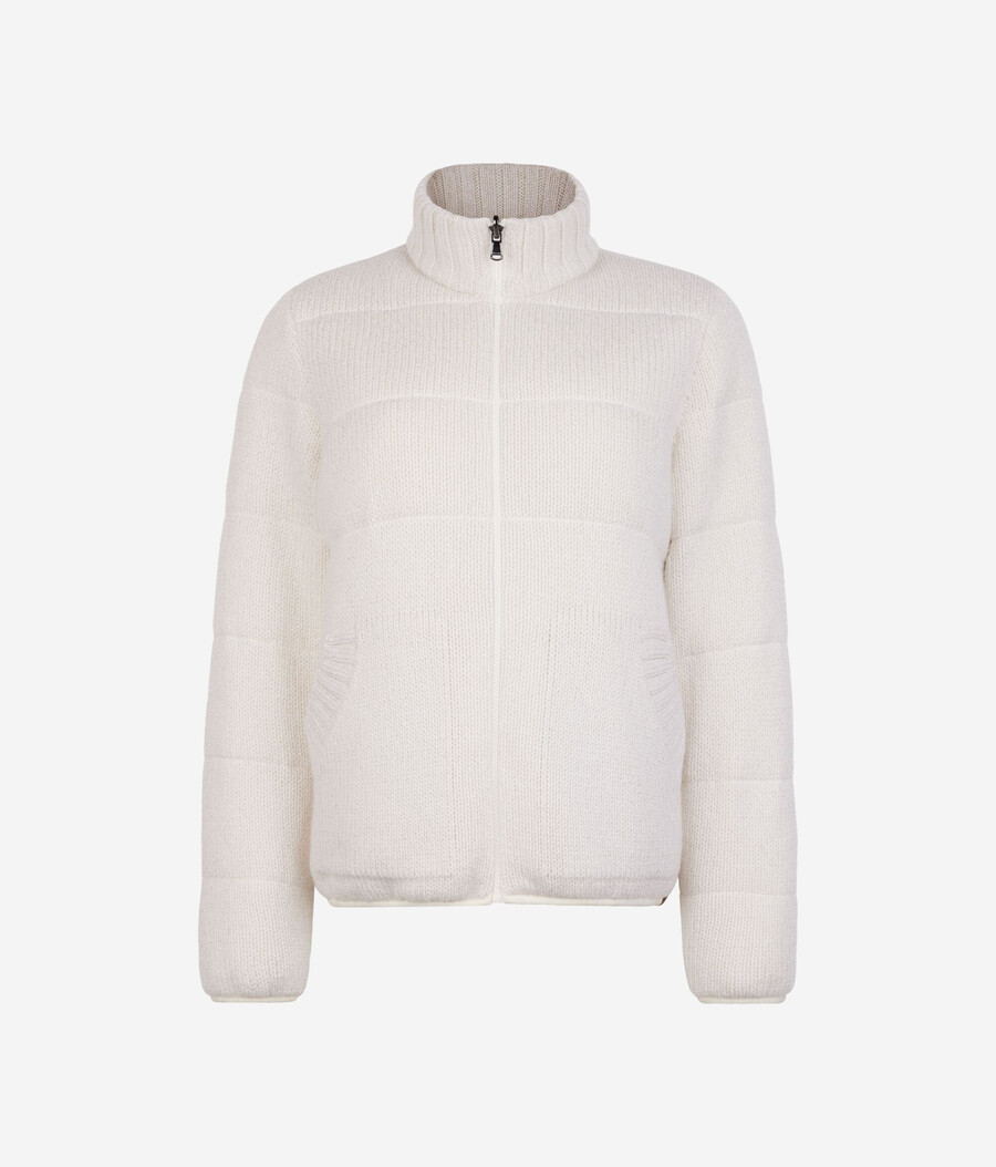vändbar dunjacka i cashmere tricot lamé