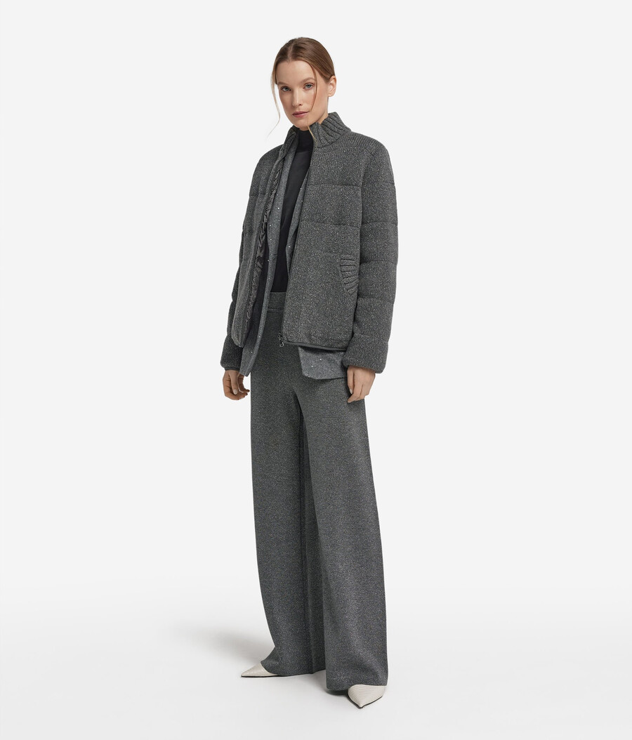 vändbar dunjacka i cashmere tricot lamé