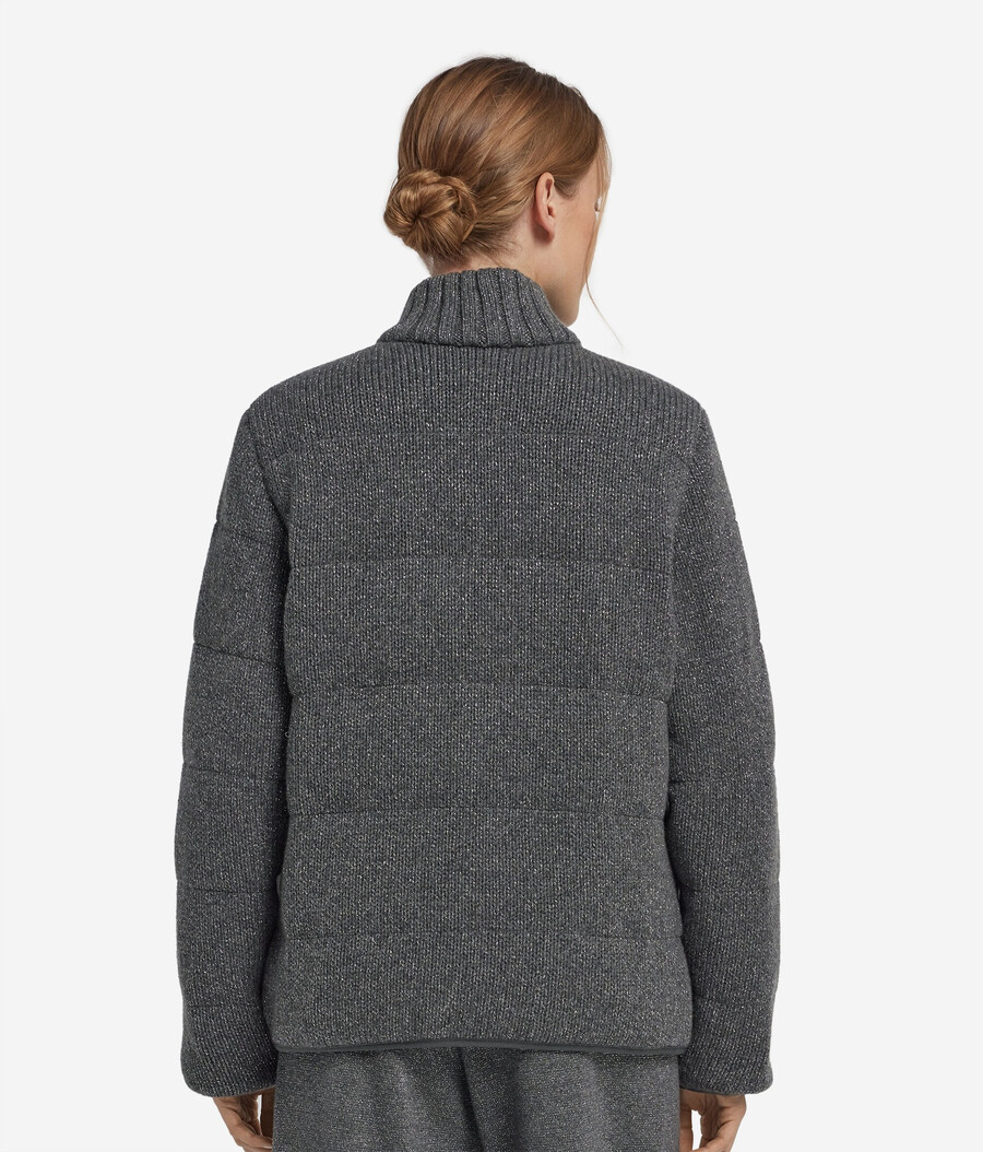 vändbar dunjacka i cashmere tricot lamé