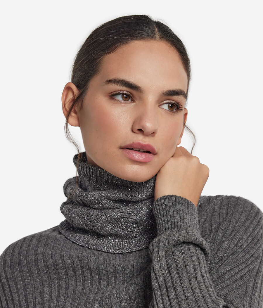 lamé ull kabelstickad snood
