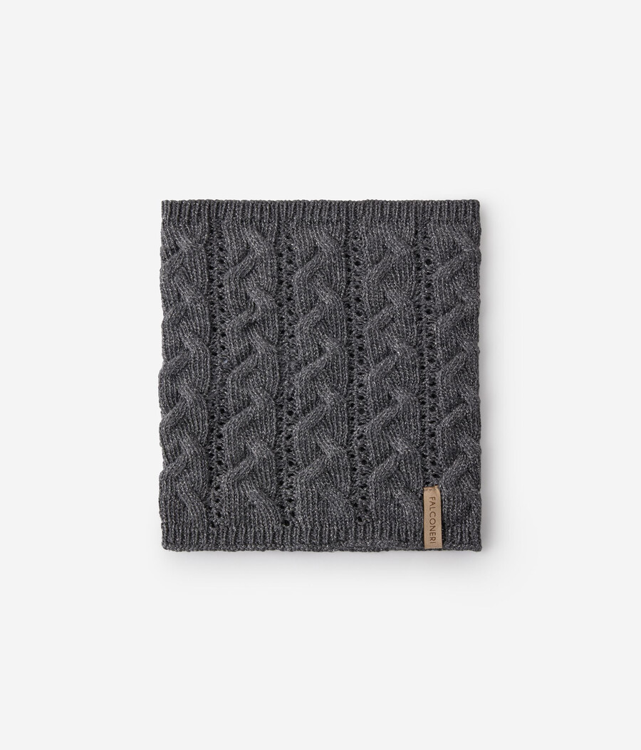 lamé ull kabelstickad snood