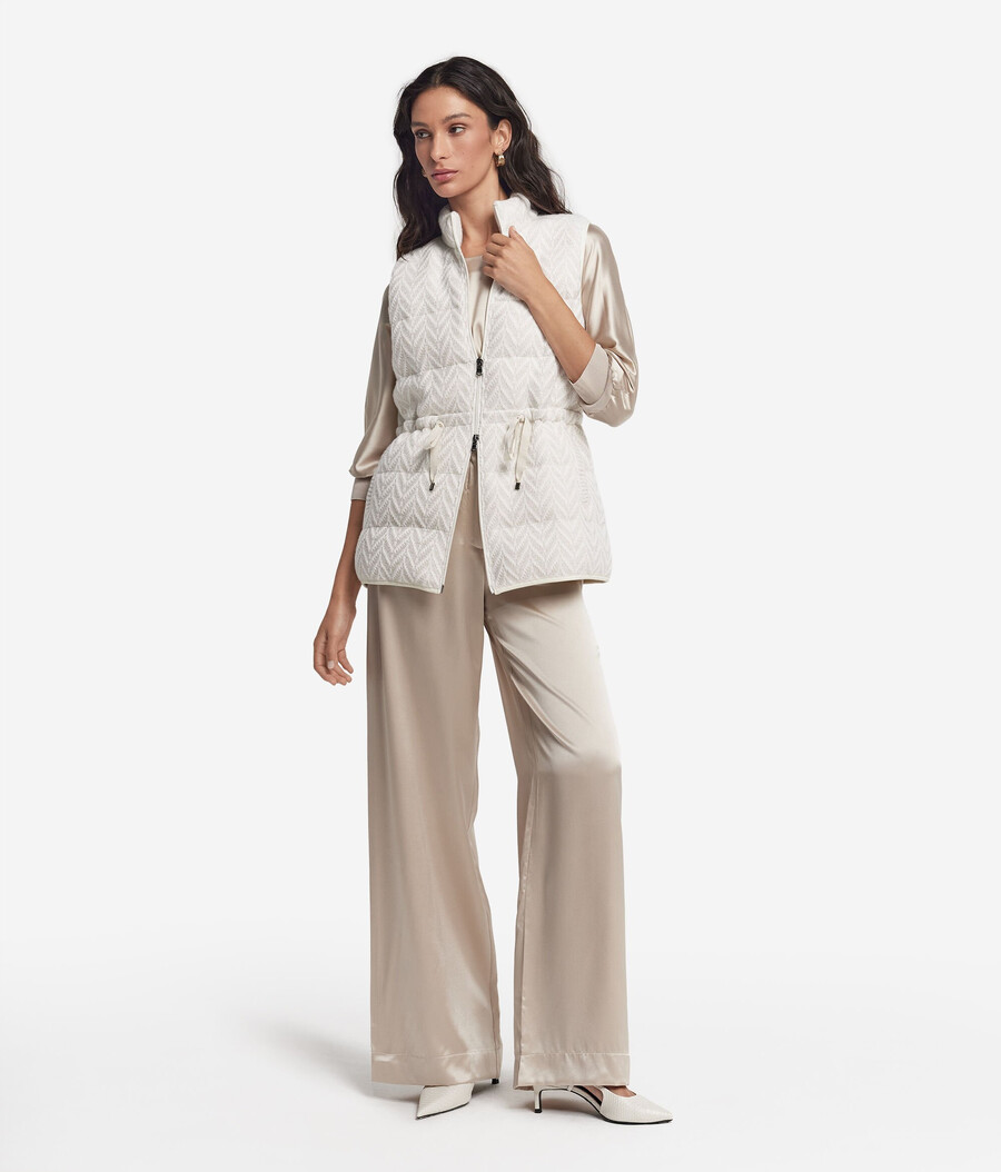 lamé herringbone cashmere down gilet