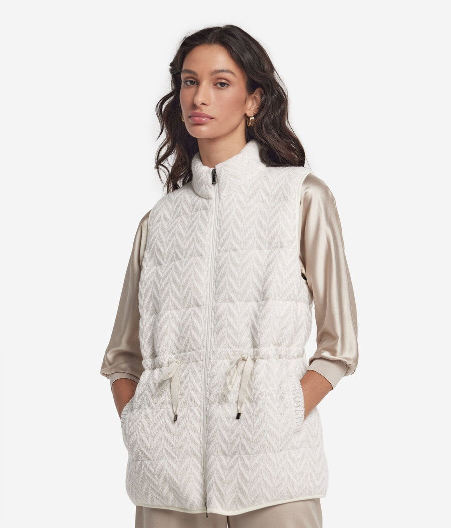 lamé herringbone cashmere down gilet