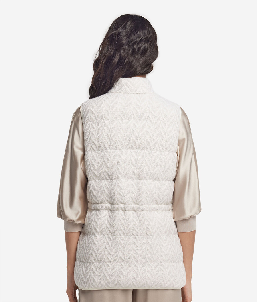lamé herringbone cashmere down gilet