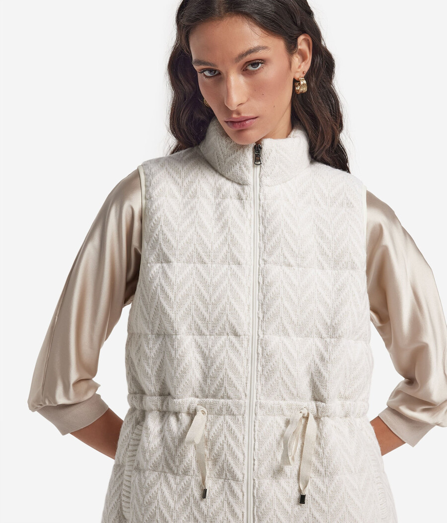 lamé herringbone cashmere down gilet