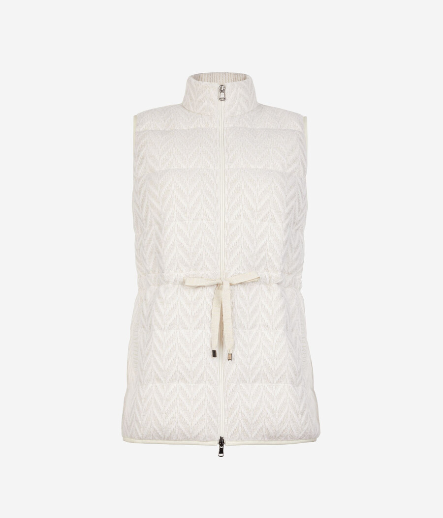 lamé herringbone cashmere down gilet