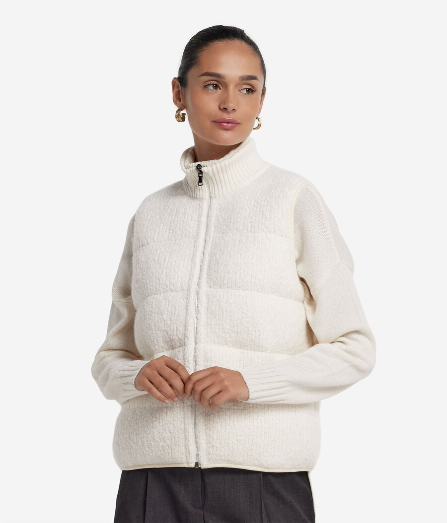 vändbar bouclé och nylon gilet