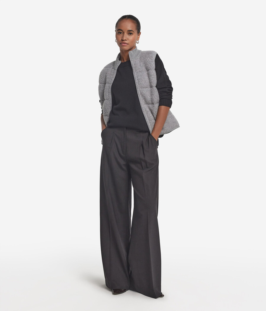 vändbar bouclé och nylon gilet