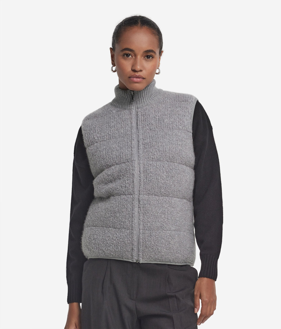 vändbar bouclé och nylon gilet