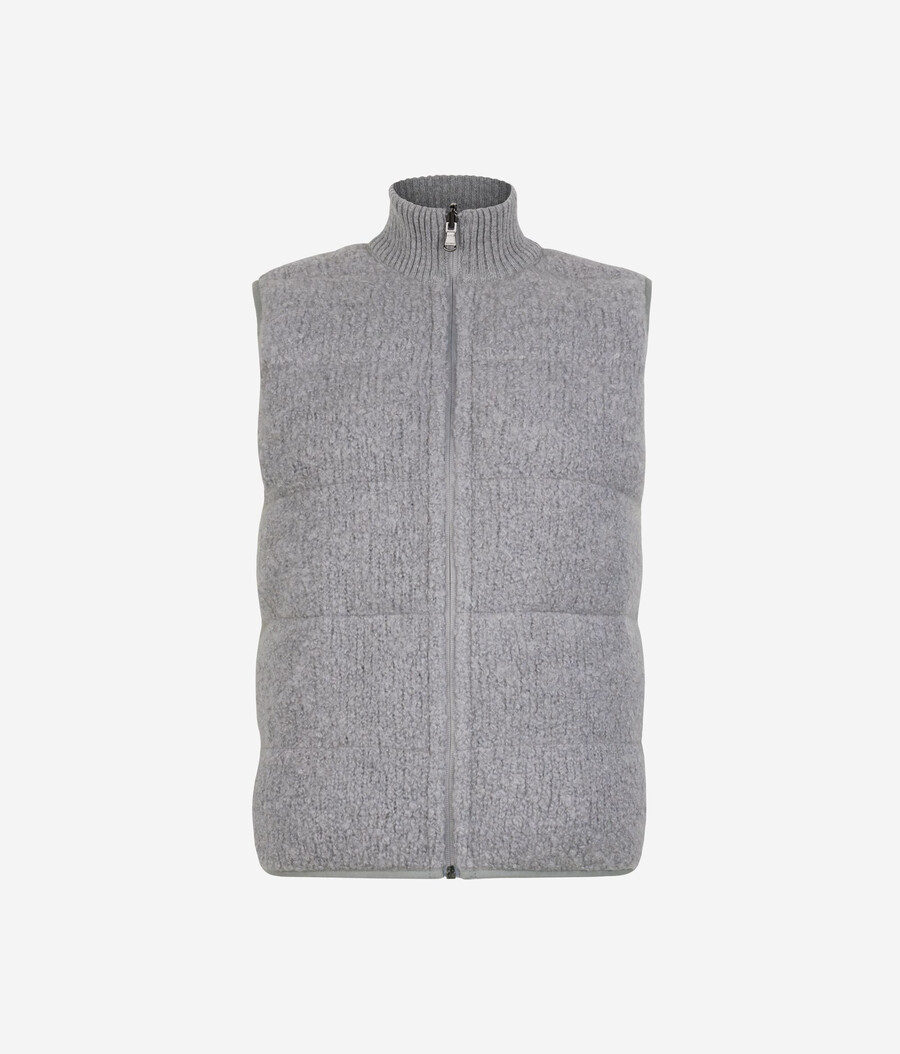 vändbar bouclé och nylon gilet