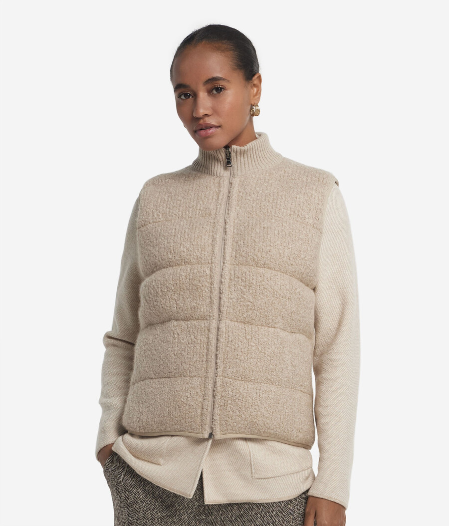 vändbar bouclé och nylon gilet