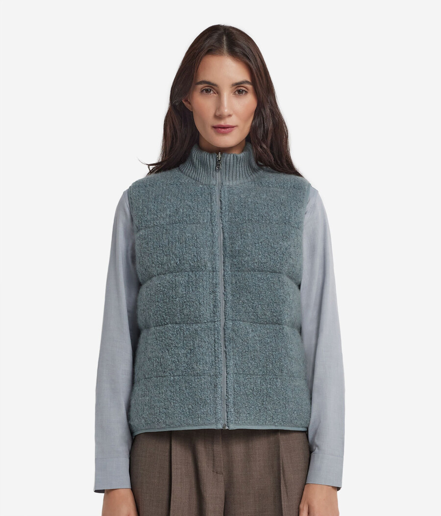 vändbar bouclé och nylon gilet