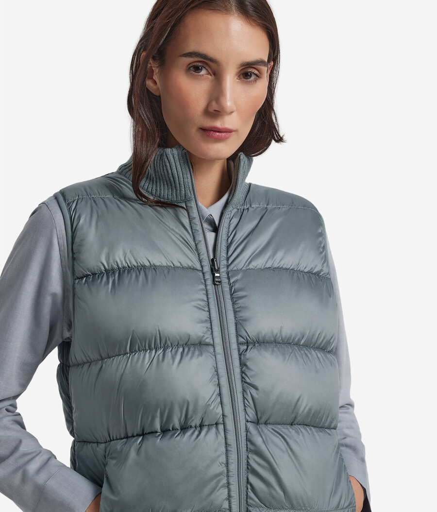 vändbar bouclé och nylon gilet