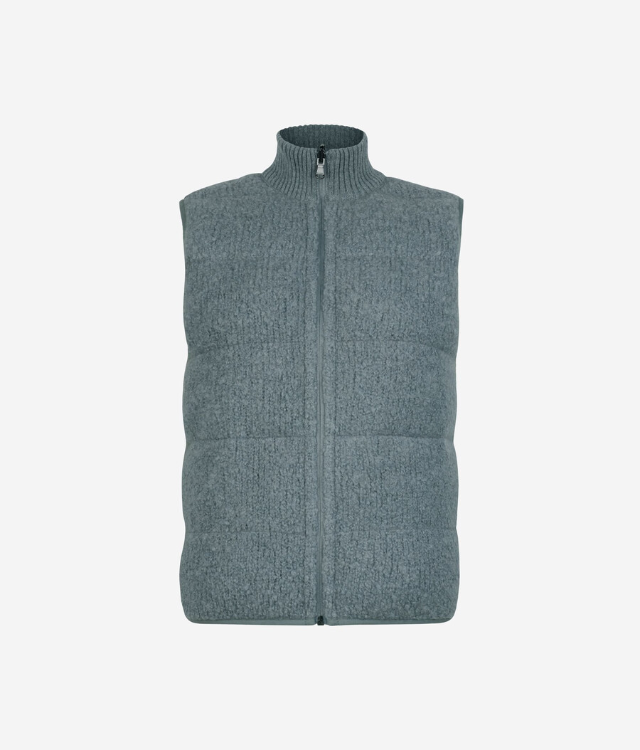 vändbar bouclé och nylon gilet