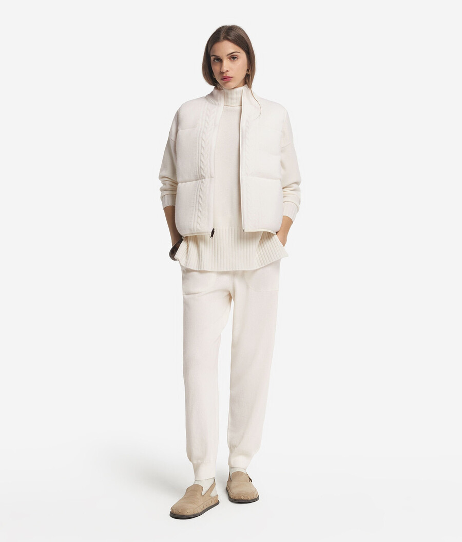 vändbar kabelstickad bouclé gilet