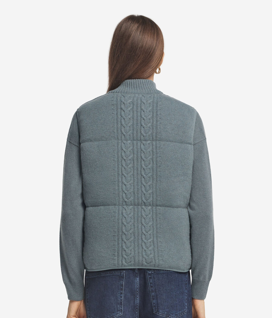 vändbar kabelstickad bouclé gilet