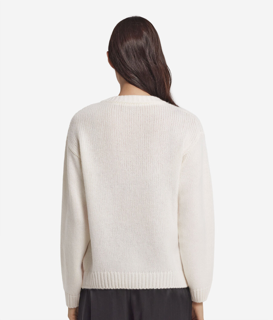 bouclé cashmere-tröja med rund hals