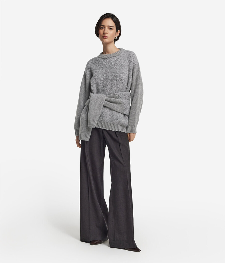 bouclé cashmere-tröja med rund hals