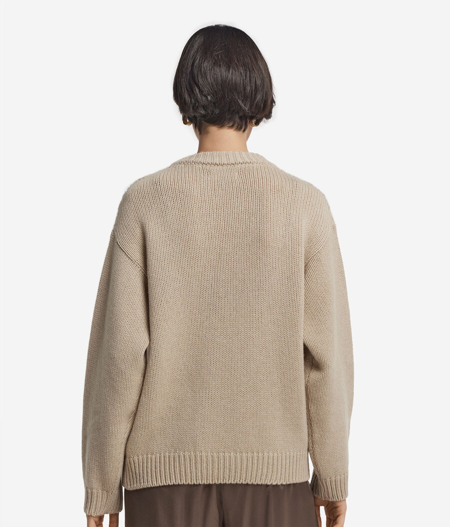 bouclé cashmere-tröja med rund hals