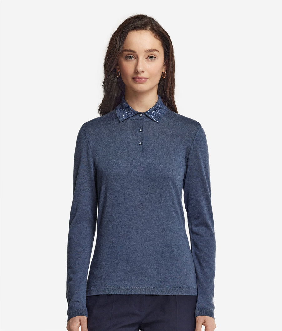 ultrafin kashmirpolo med strass