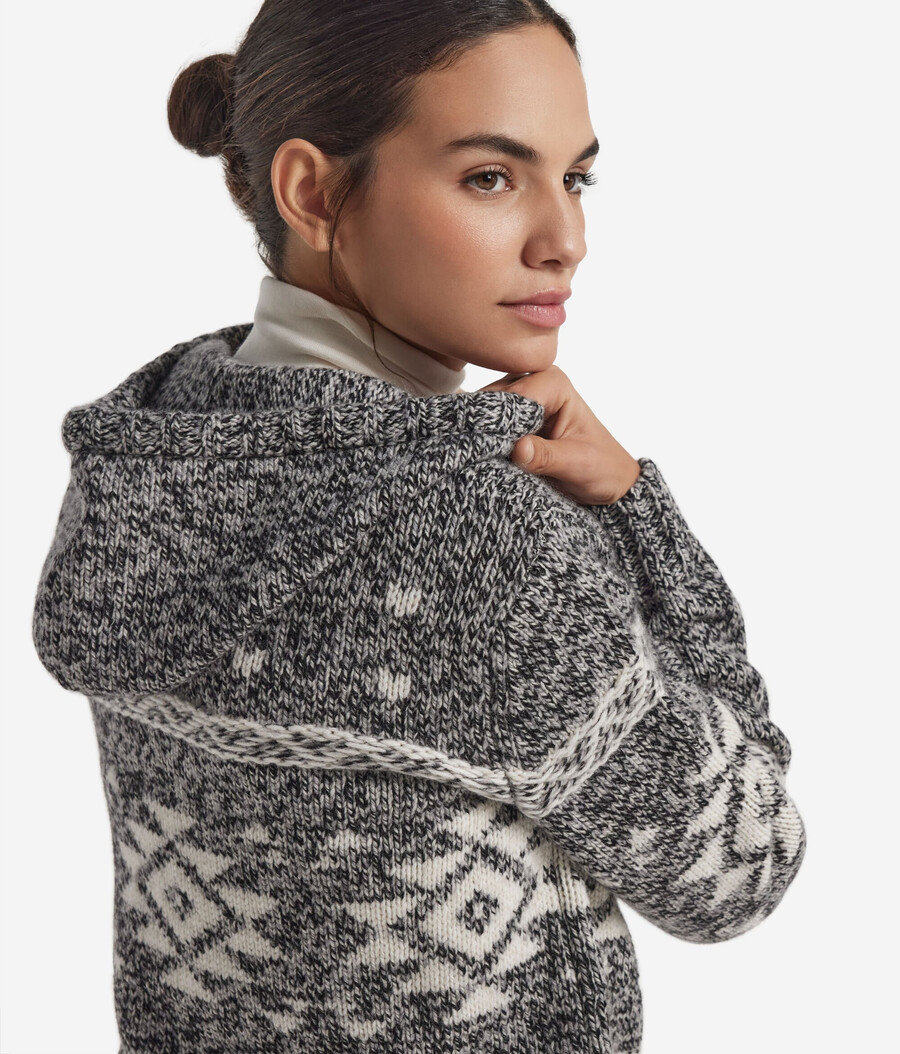 ultramjuk kashmirtröja med dragkedja och mouliné-jacquard-utförande