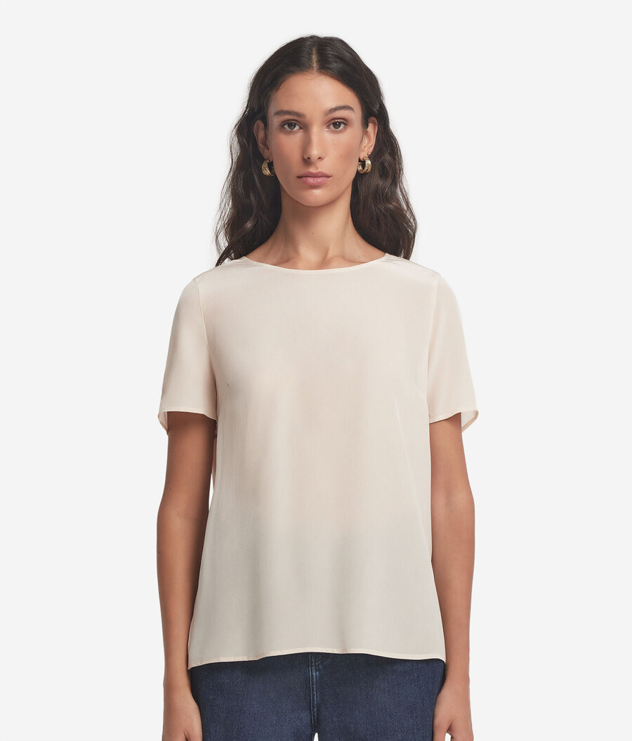rundhalsad siden-t-shirt