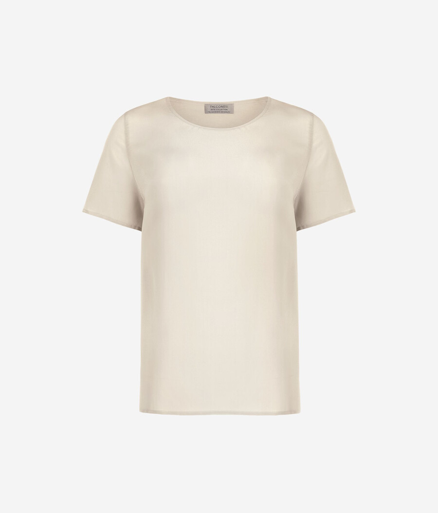 rundhalsad siden-t-shirt