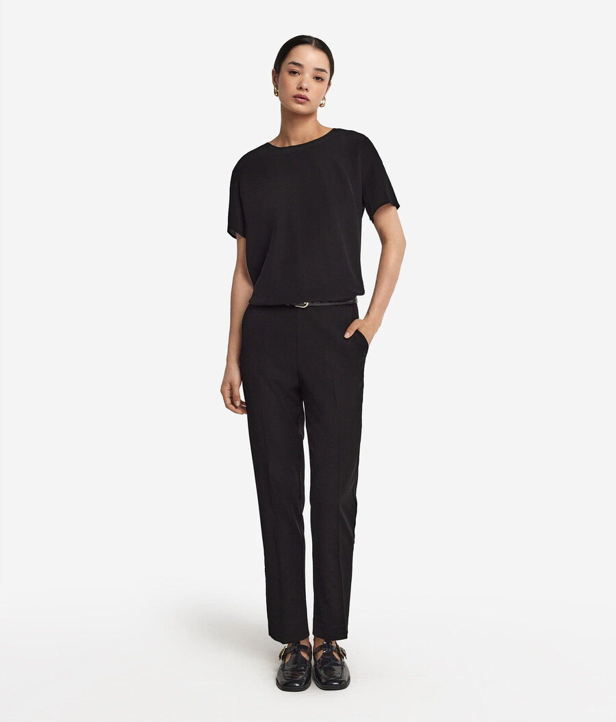rundhalsad siden-t-shirt
