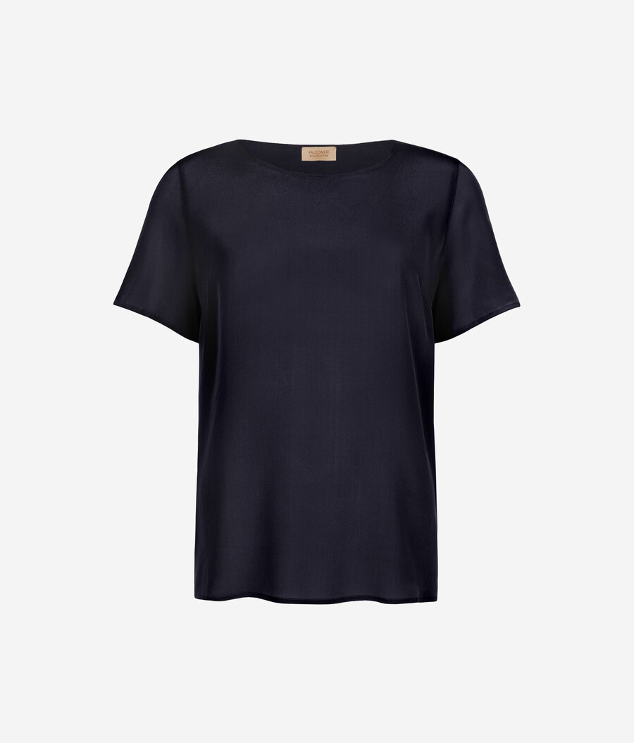 rundhalsad siden-t-shirt