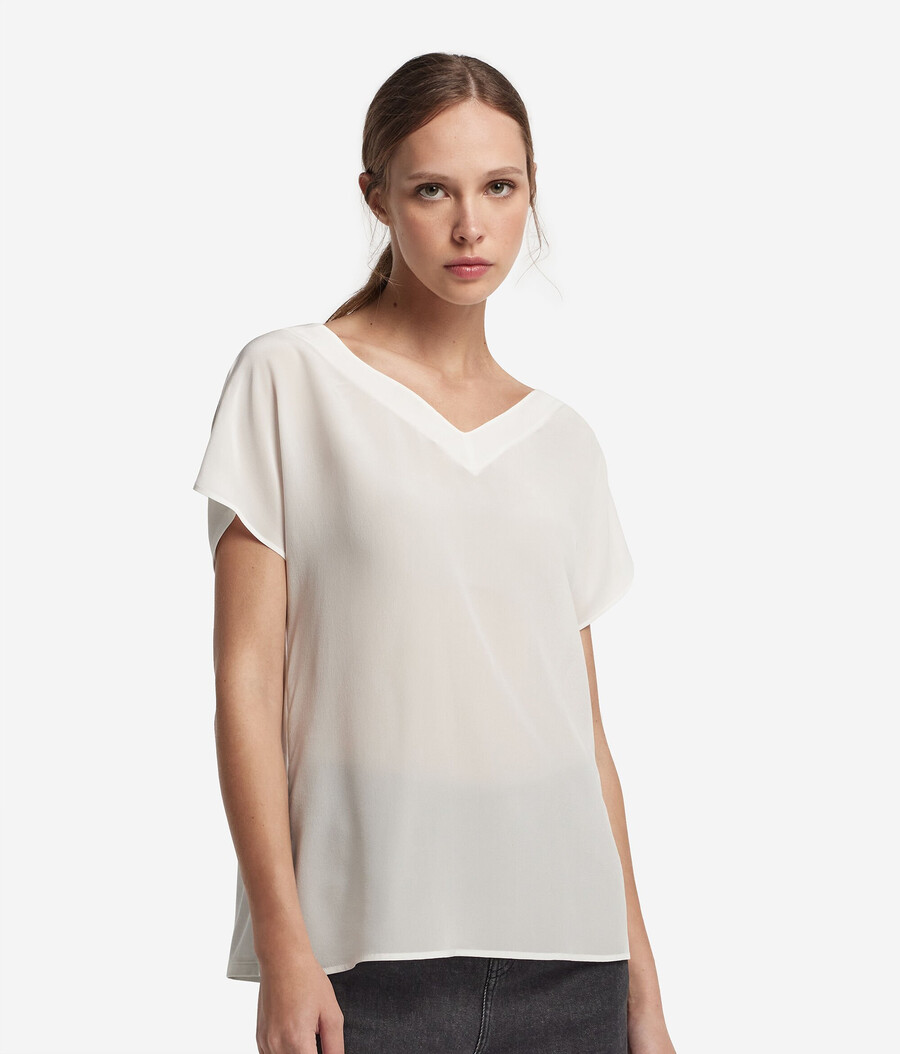 kimono-t-shirt med v-ringning i siden