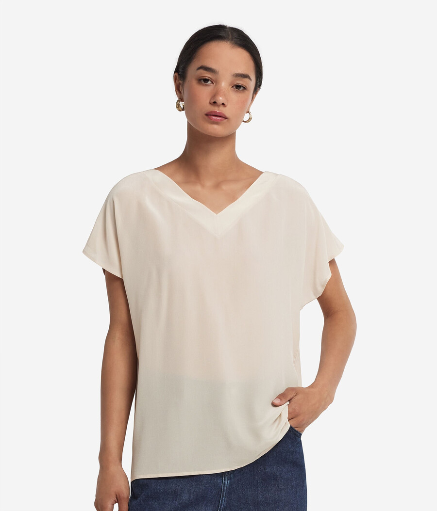 kimono-t-shirt med v-ringning i siden