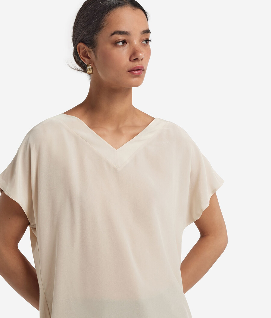 kimono-t-shirt med v-ringning i siden
