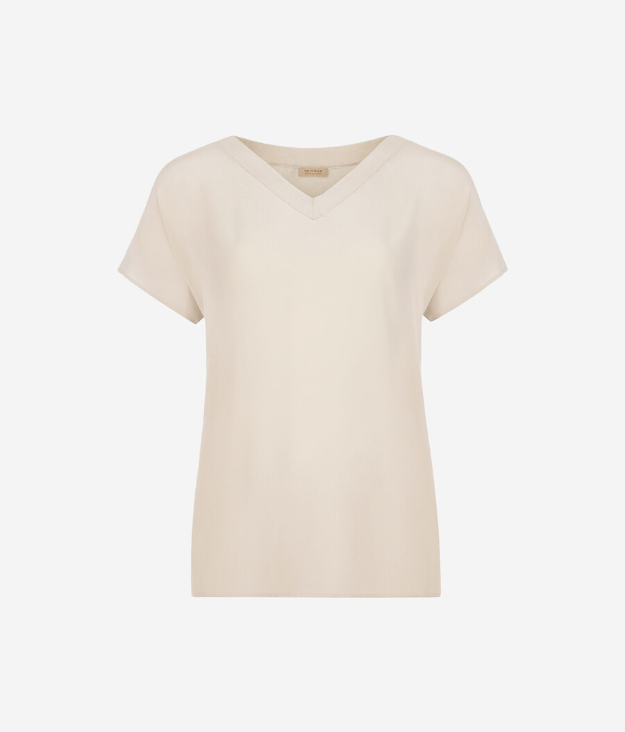 kimono-t-shirt med v-ringning i siden