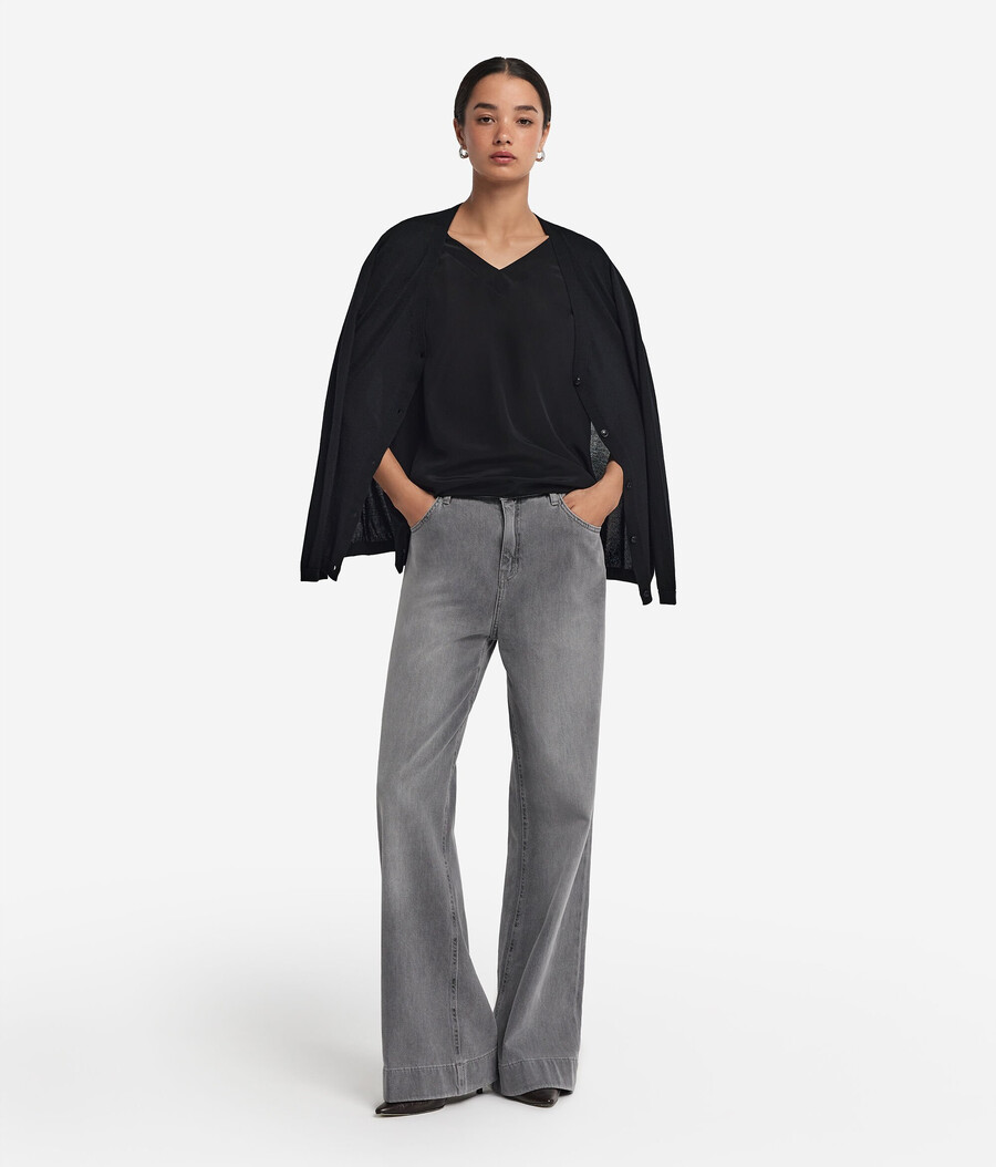 kimono-t-shirt med v-ringning i siden
