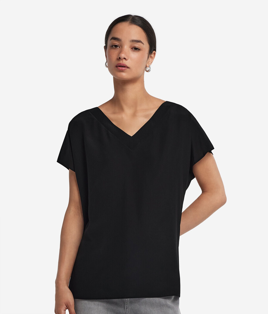 kimono-t-shirt med v-ringning i siden