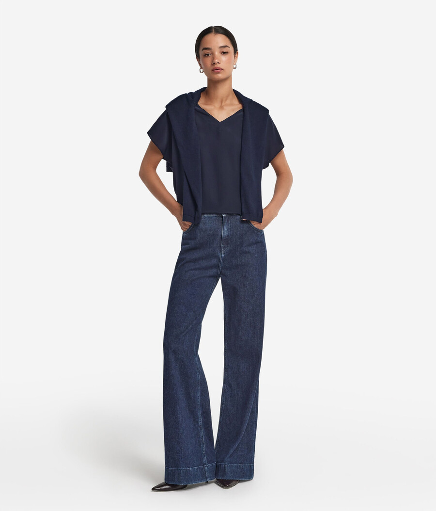 kimono-t-shirt med v-ringning i siden