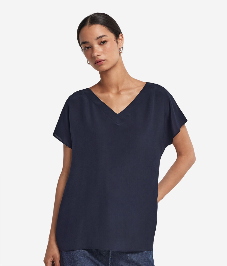 kimono-t-shirt med v-ringning i siden