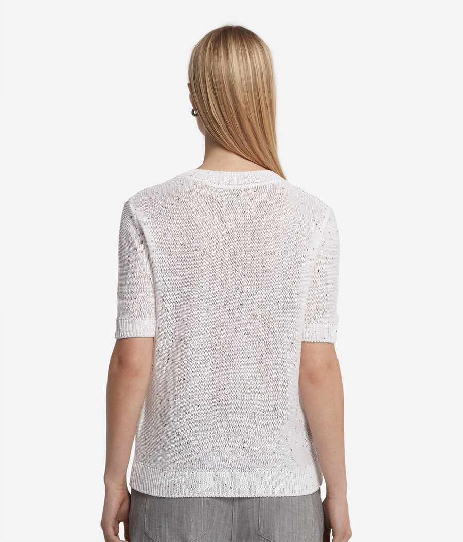 kortärmad t-shirt i bomull och mikro-paljetter