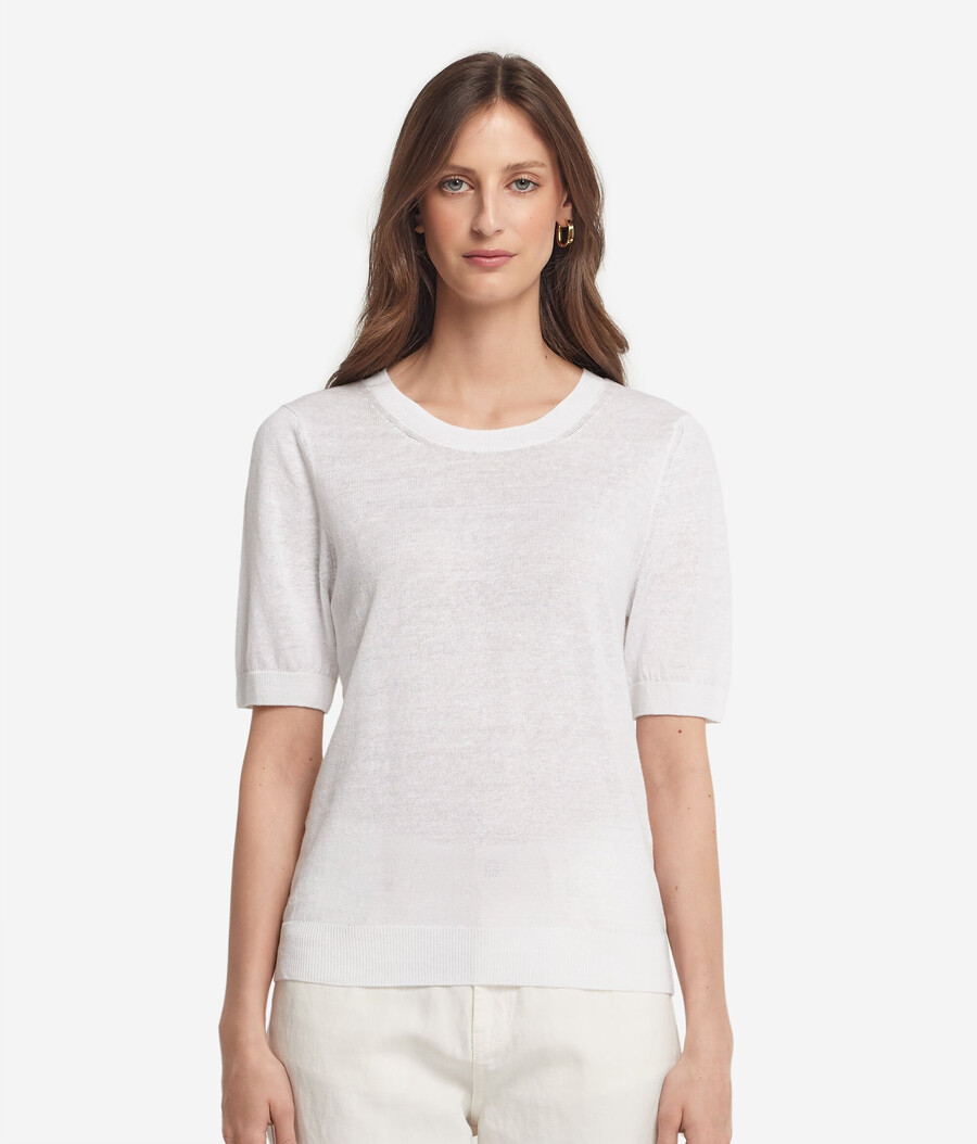 t-shirt med rund hals och bomullsringning