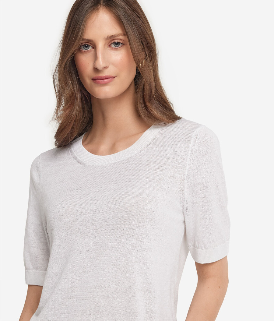 t-shirt med rund hals och bomullsringning