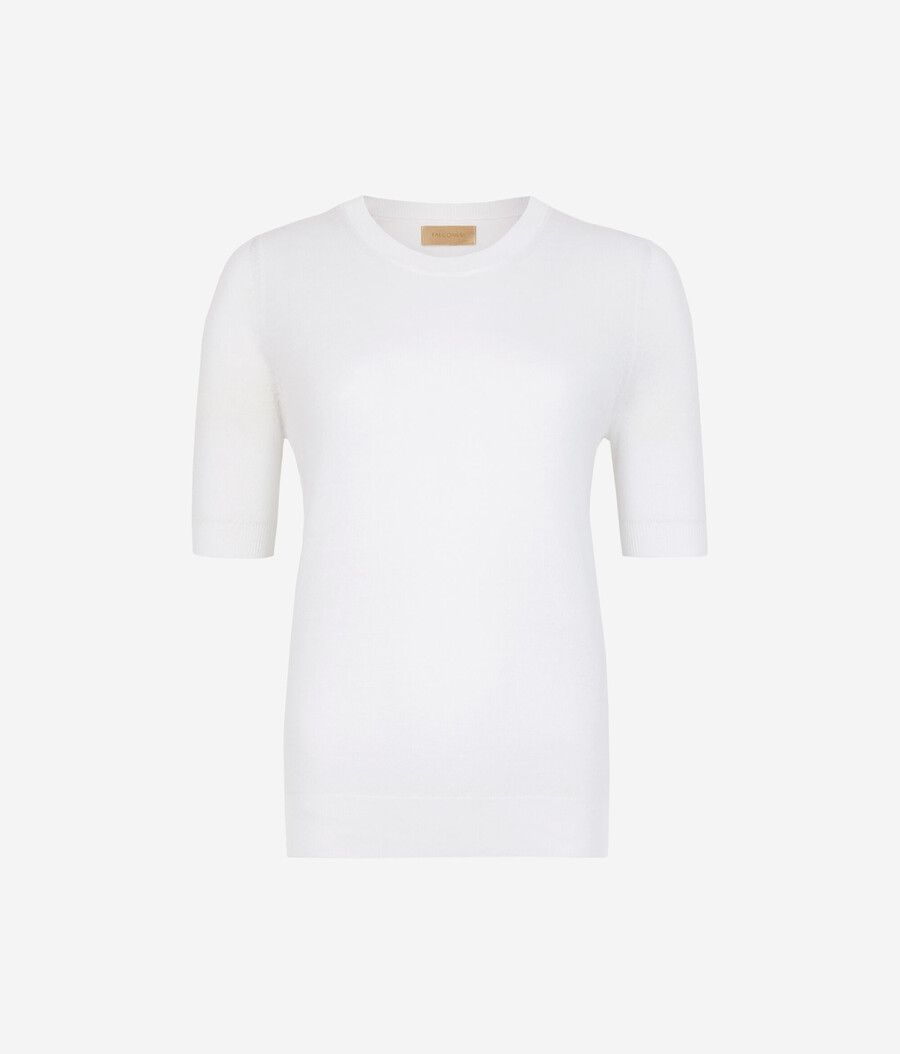 t-shirt med rund hals och bomullsringning