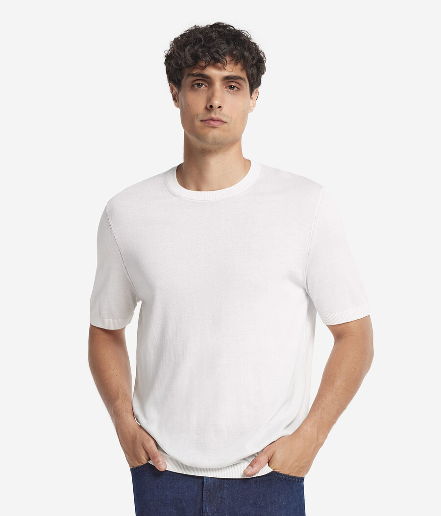 kortärmad t-shirt i siden och bomull