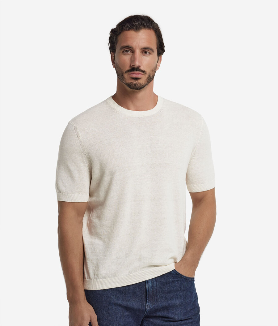 t-shirt i bomull och linne